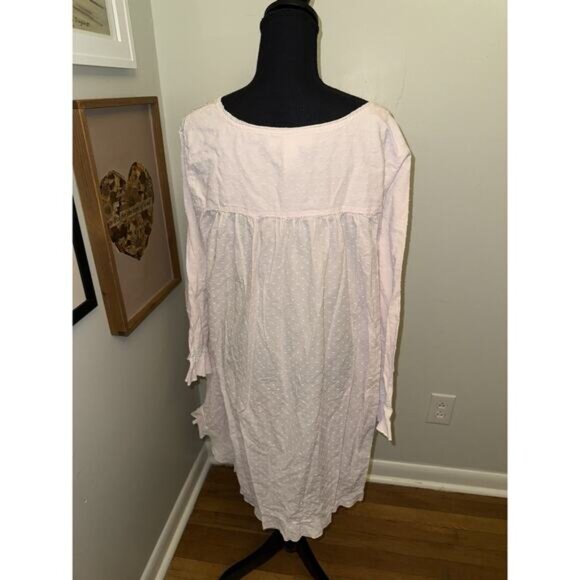 Eileen West vintage Pink Floral Nightgown women Large Modest Floral Long Sleeve - Picture 5 of 5